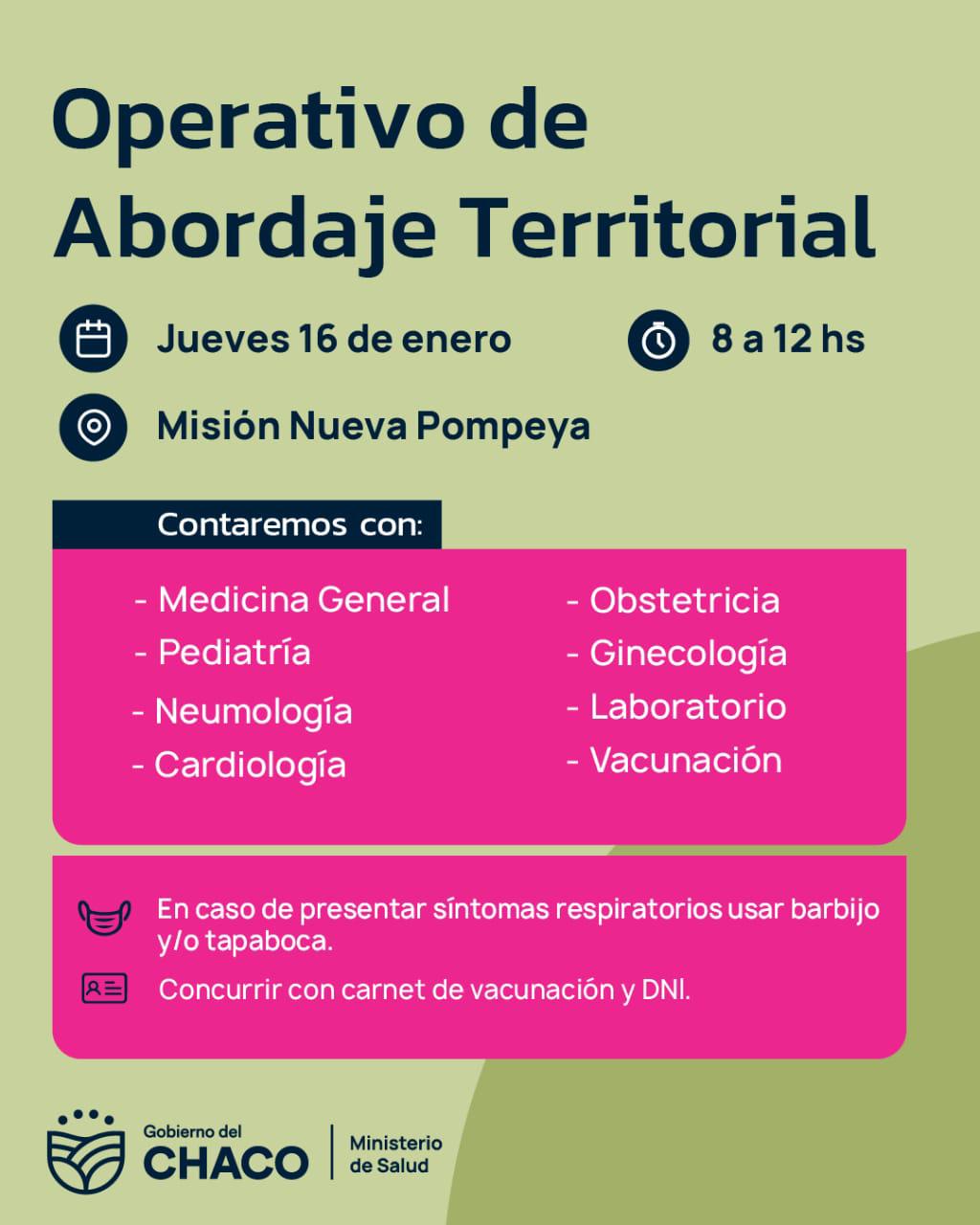 MISIÓN NUEVA POMPEYA RECIBIRÁ EL PRIMER OPERATIVO DE ABORDAJE TERRITORIAL DEL AÑO