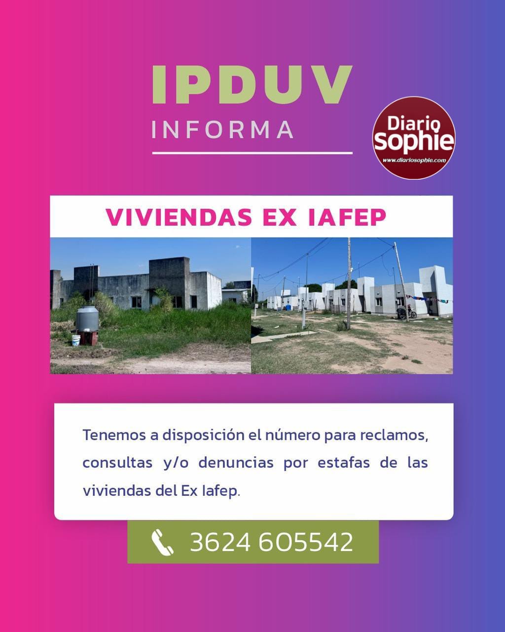 EL IPDUV INSTA A DENUNCIAR SITUACIONES IRREGULARES DE VIVIENDAS DEL EX IAFEP