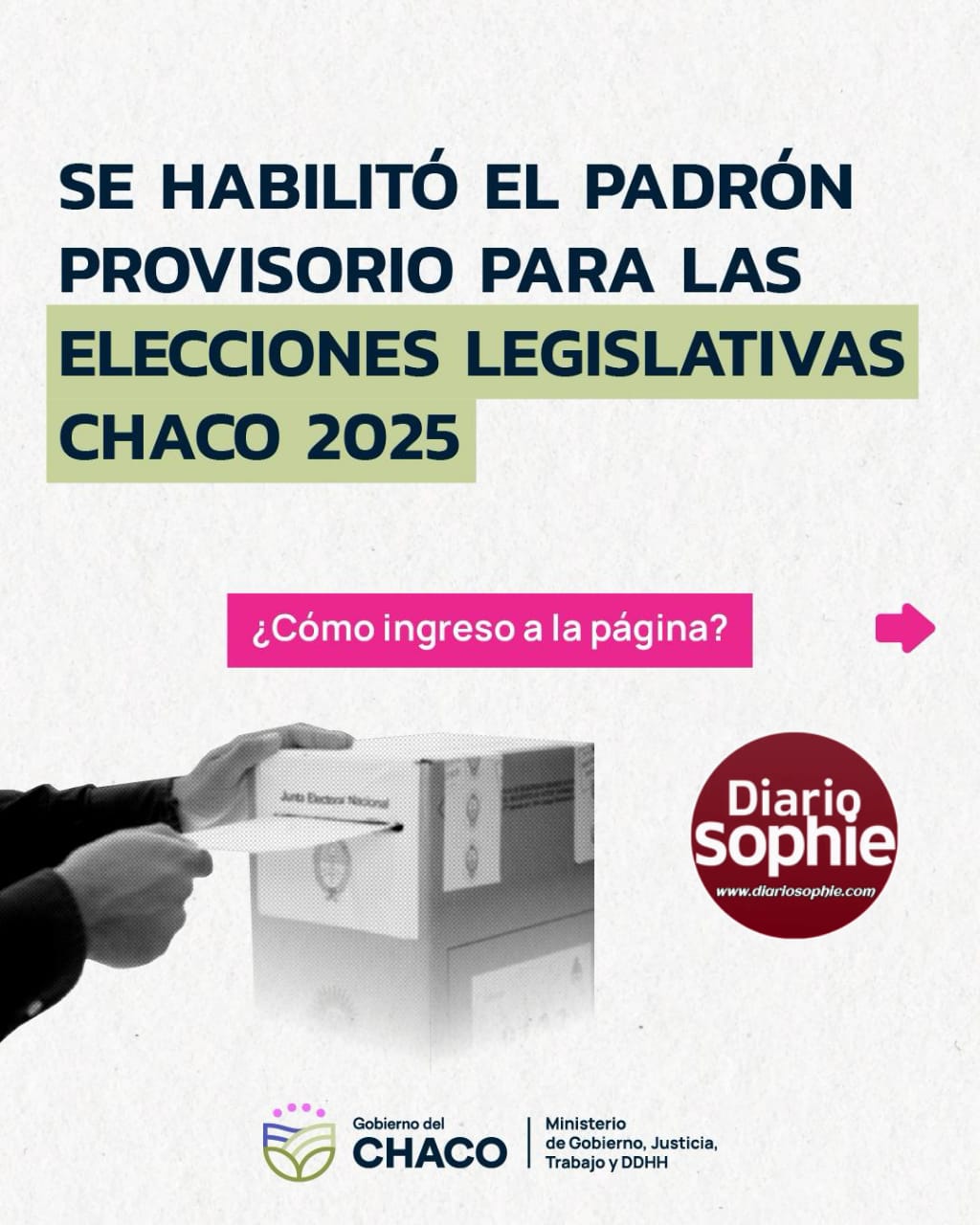 ELECCIONES LEGISLATIVAS: RECUERDAN QUE SE ENCUENTRA DISPONIBLE EL PADRÓN PROVISORIO