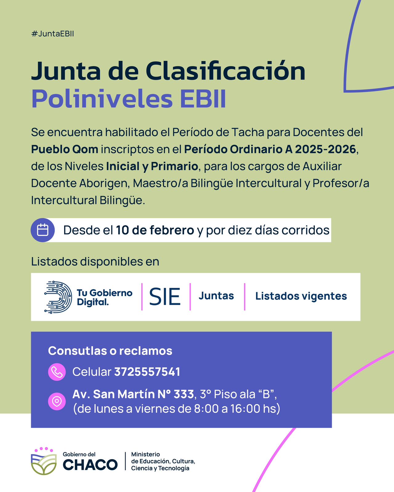EDUCACIÓN HABILITA PERÍODO DE TACHA PARA DOCENTES QOM INSCRIPTOS EN EL ORDINARIO A 2025-2026