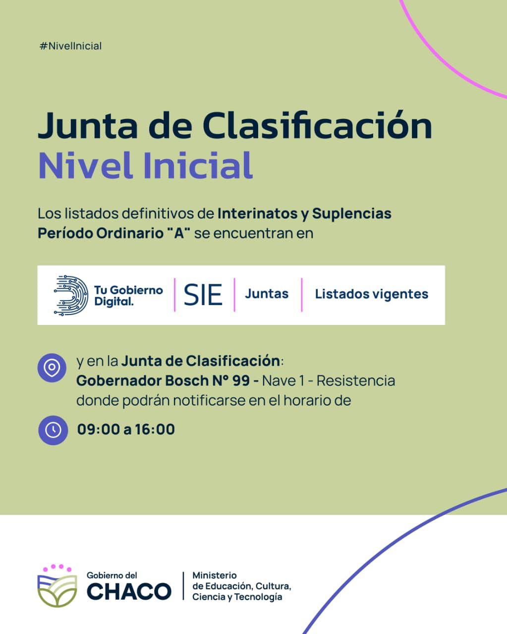 NIVEL INICIAL: ESTÁN DISPONIBLES LOS LISTADOS DEFINITIVOS DE INTERINATOS Y SUPLENCIAS