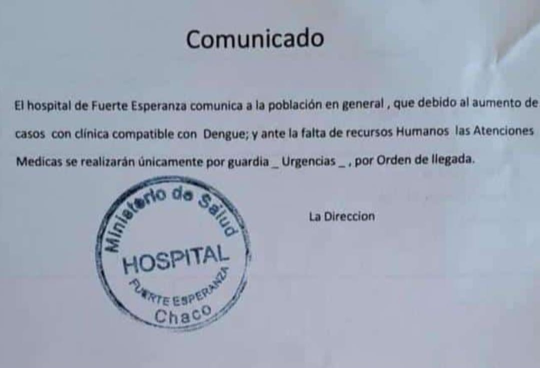 Comunicado: Casos de Dengue en Fuerte Esperanza
