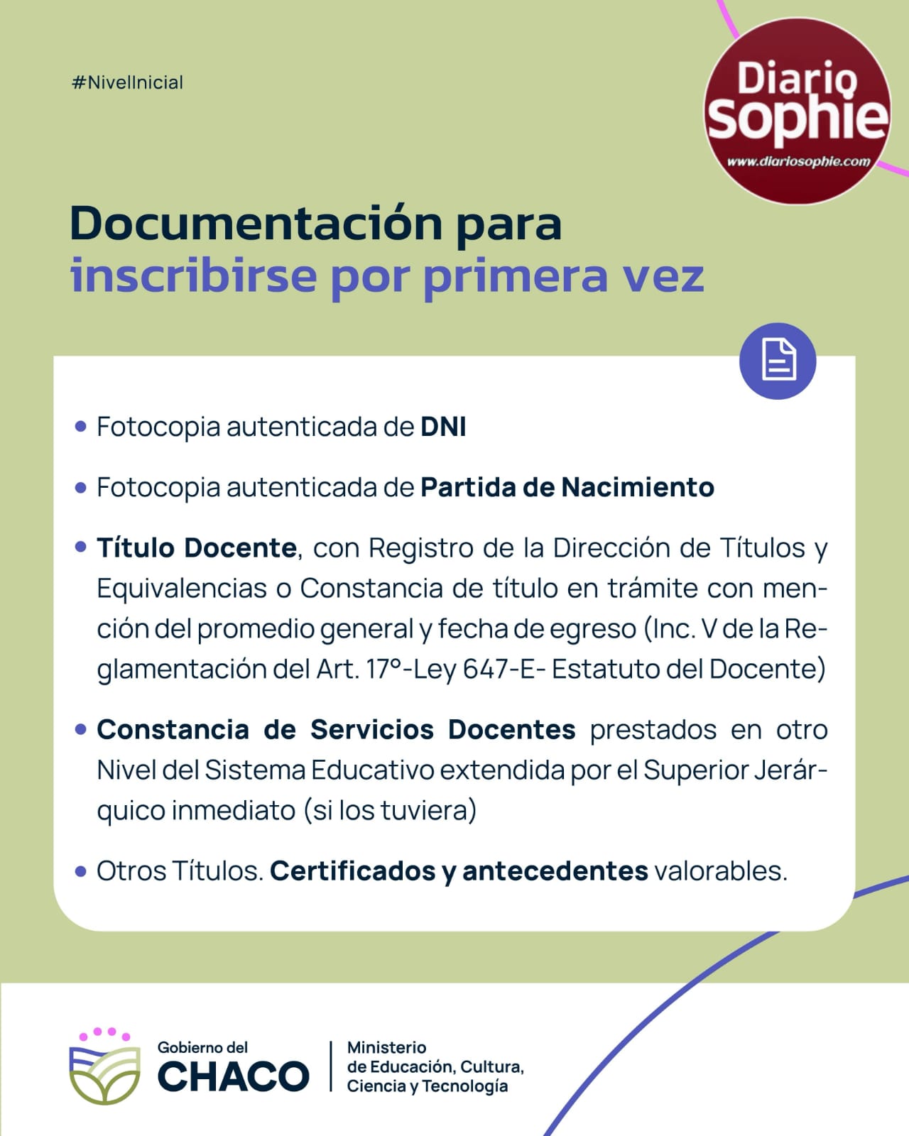 PARA DOCENTES DE NIVEL INICIAL: ABRE INSCRIPCIÓN EXTRAORDINARIA A INTERINATOS Y SUPLENCIAS