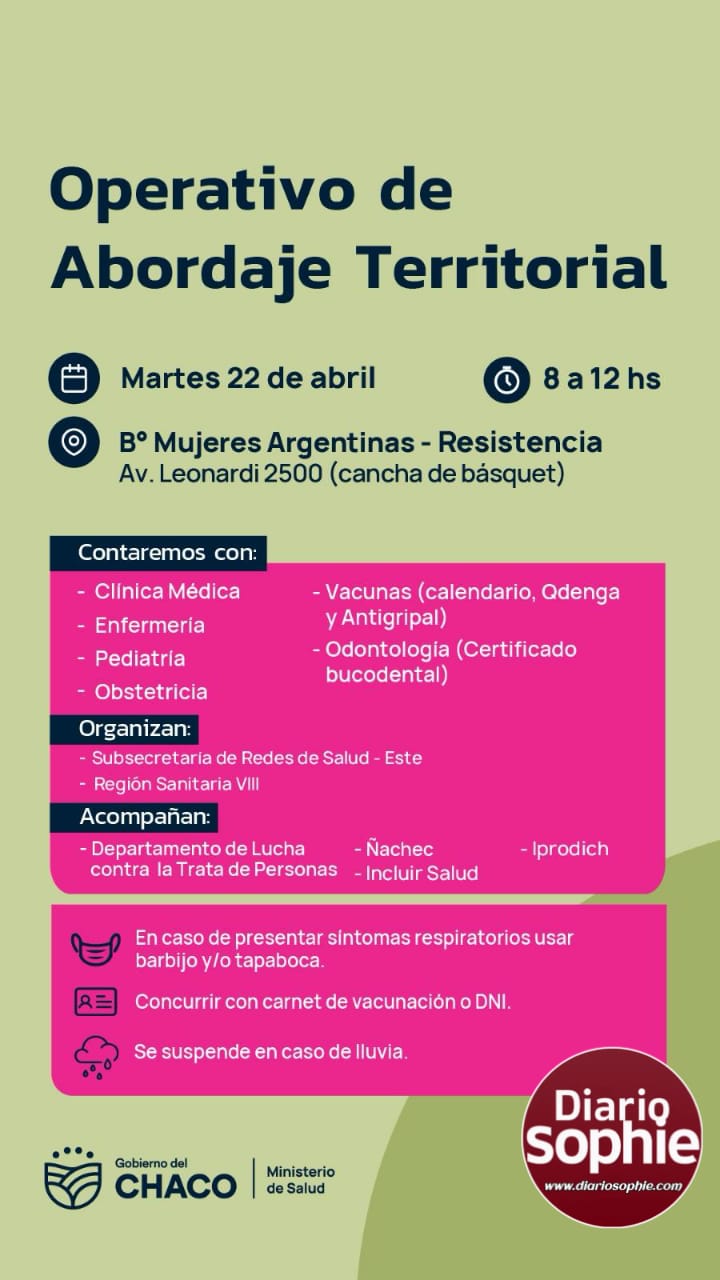 SALUD: NUEVOS OPERATIVOS DE ABORDAJE TERRITORIAL