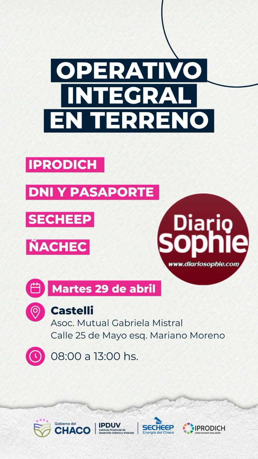 EL OPERATIVO INTEGRAL EN TERRENO LLEGA A CASTELLI Y TRES ISLETAS
