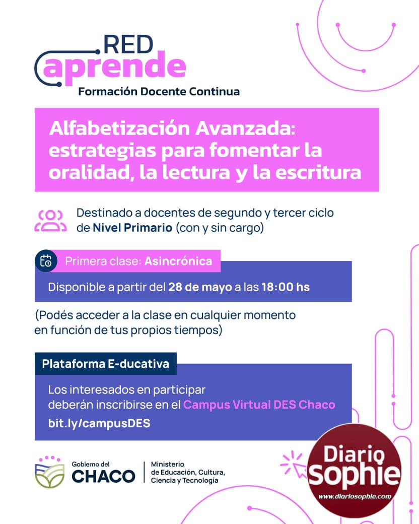 PROGRAMA DE FORMACIÓN DOCENTE RED APRENDE: INICIA CURSO DE ALFABETIZACIÓN AVANZADA PARA DOCENTES PRIMARIOS
