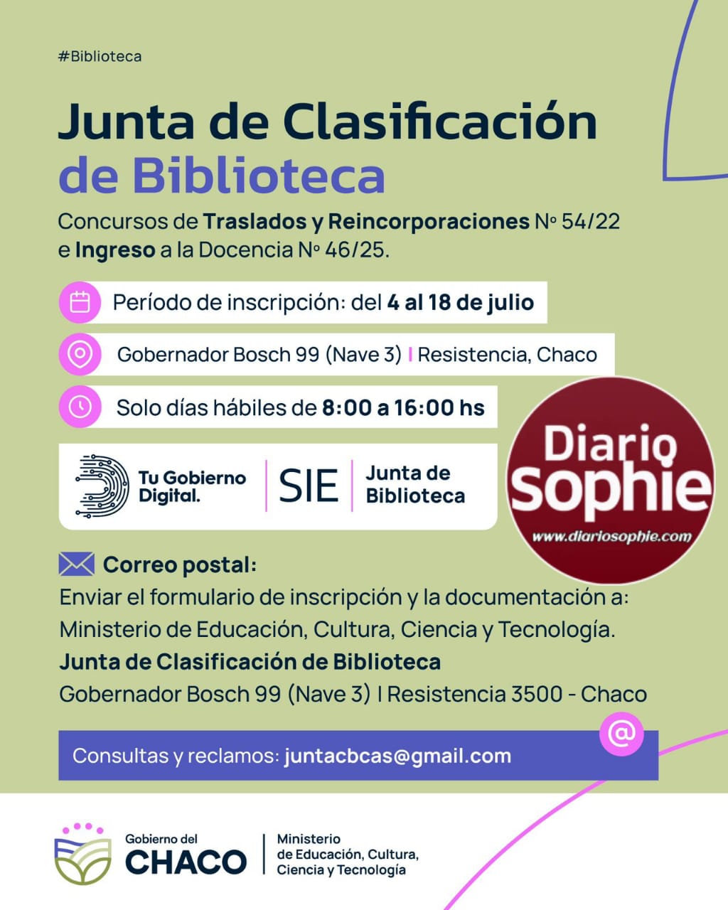 ATENCIÓN, DOCENTES BIBLIOTECARIOS: ABRE INSCRIPCIÓN A CONCURSOS DE TRASLADO Y REINCORPORACIONES E INGRESO