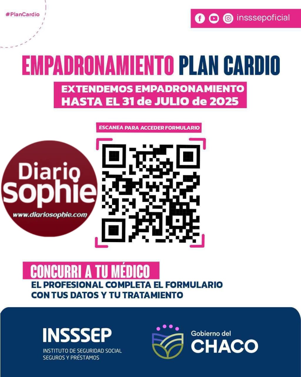 INSSSEP RECUERDA QUE SE EXTIENDE EL EMPADRONAMIENTO DEL PLAN CARDIOVASCULAR HASTA FIN DE MES