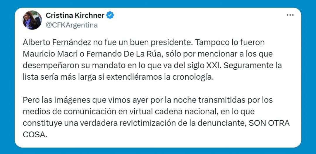 CFK: No fué un buen Presidente.