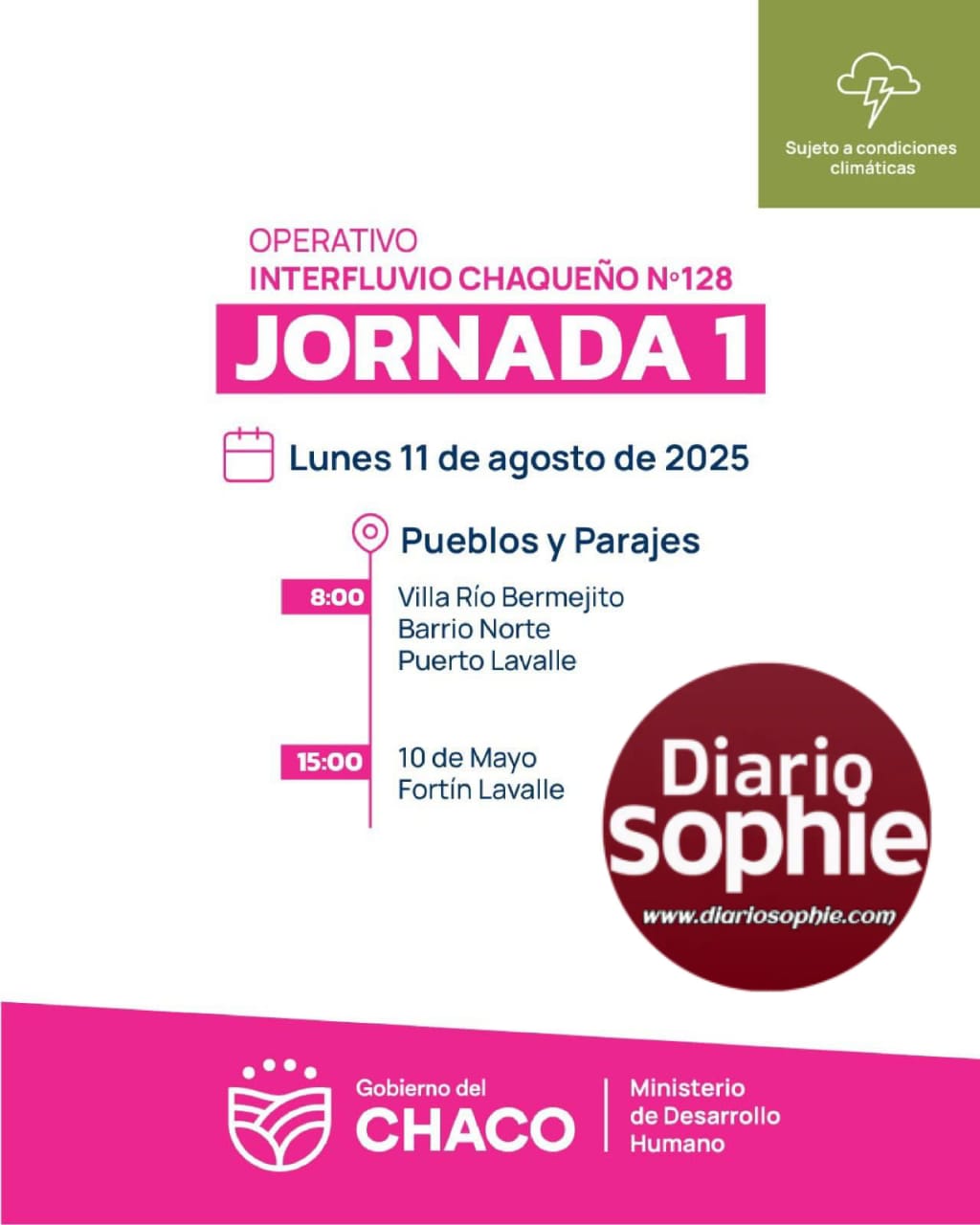 ESTE LUNES 11: COMIENZA EL OPERATIVO Nº128 EN EL INTERFLUVIO CHAQUEÑO