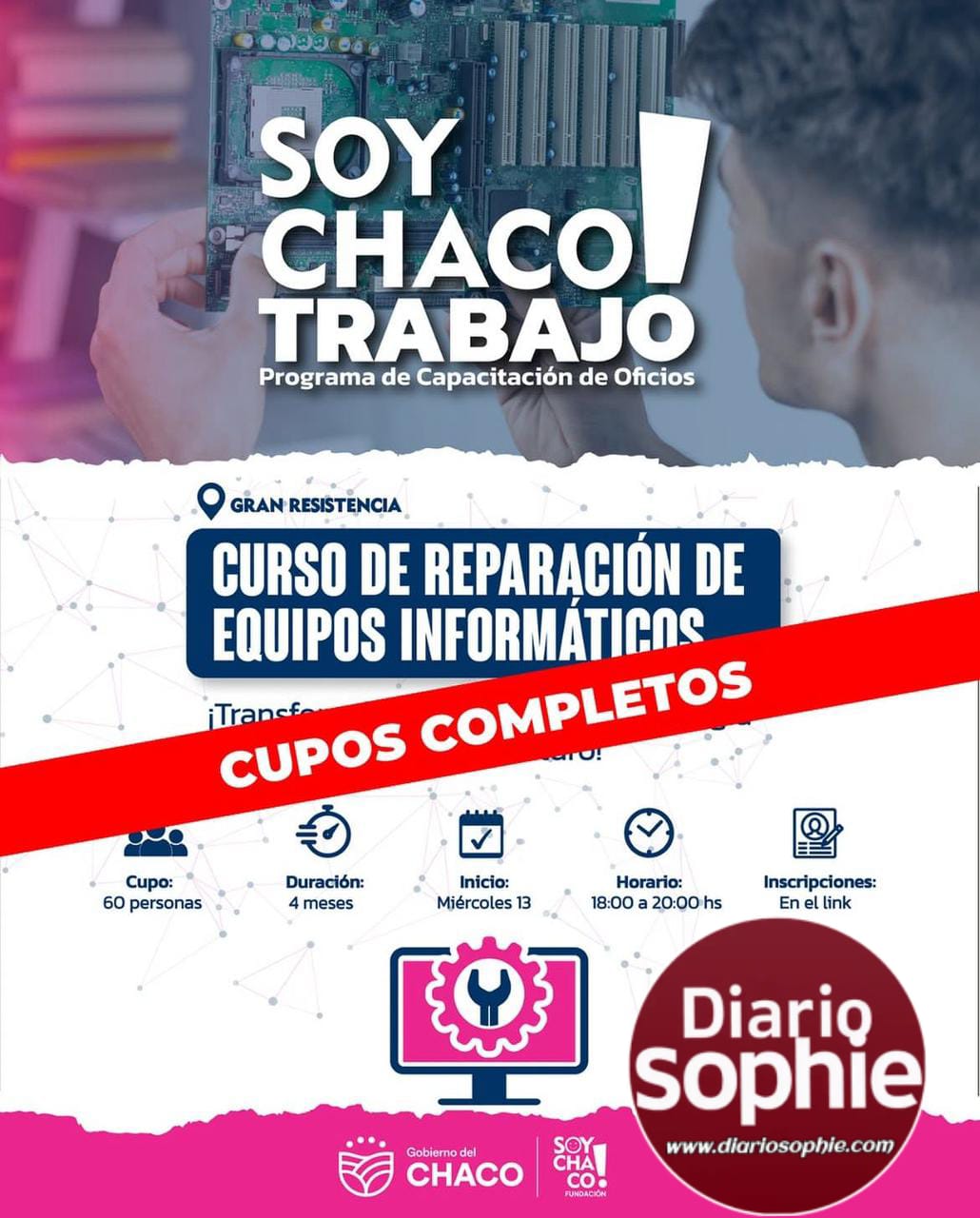 ÉXITO TOTAL EN LAS INSCRIPCIONES DEL CURSO DE REPARACIÓN DE EQUIPOS INFORMÁTICOS
