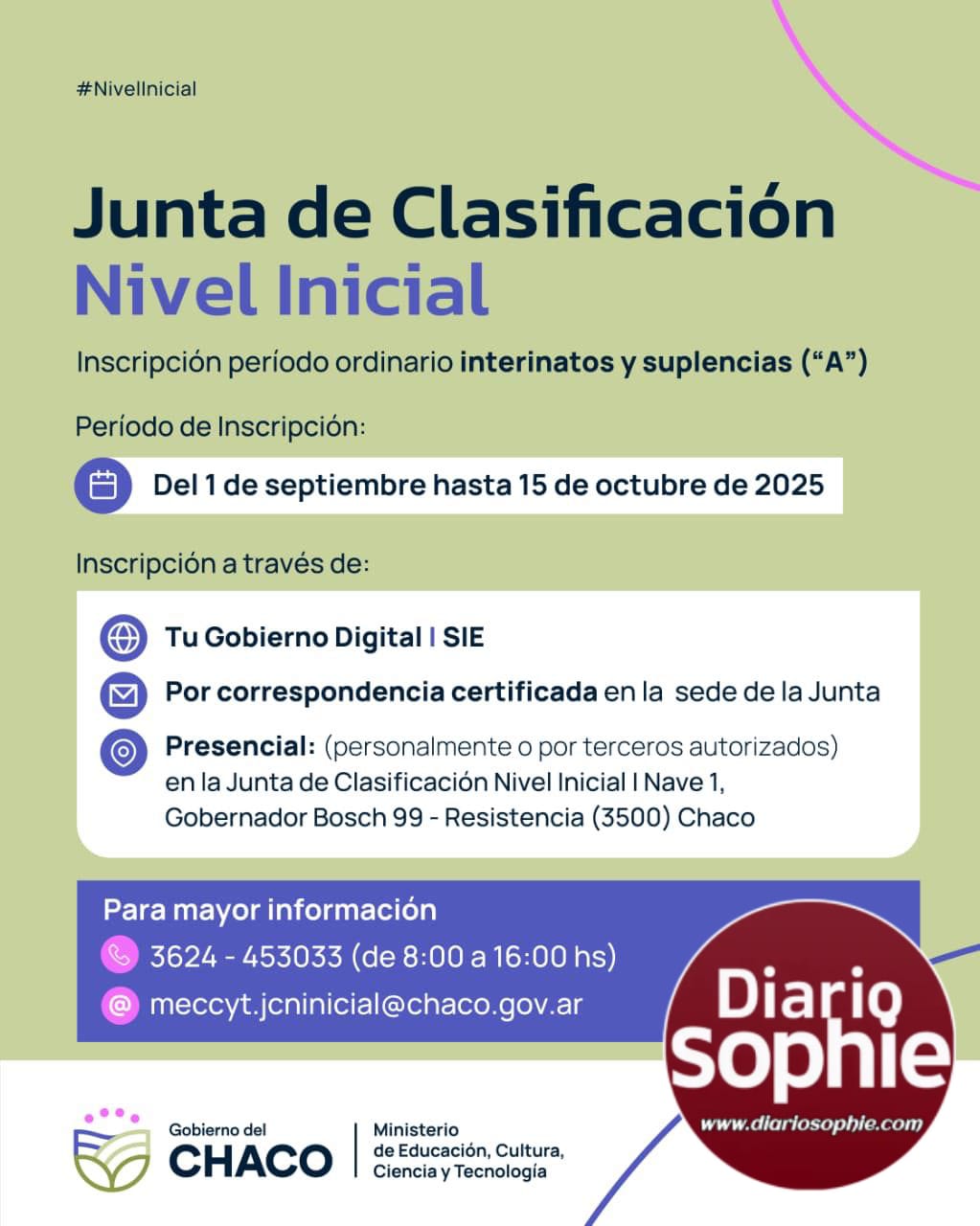 JUNTA DE CLASIFICACIÓN DE NIVEL INICIAL: SE ABRE INSCRIPCIÓN PARA INTERINATOS Y SUPLENCIAS