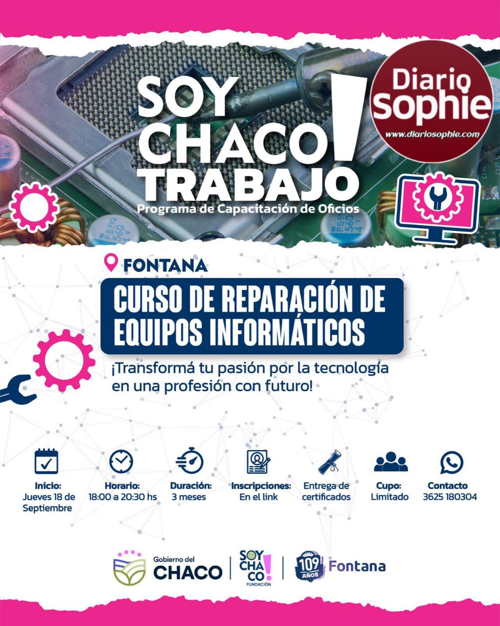 FONTANA: LA FUNDACIÓN SOY CHACO LANZA UN CURSO DE REPARACIÓN DE EQUIPOS INFORMÁTICOS