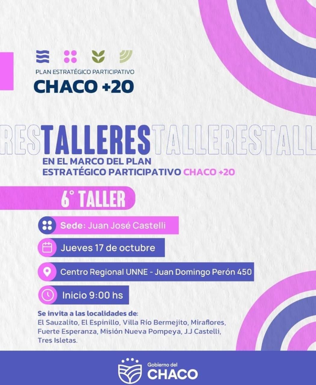 PLAN ESTRATÉGICO PARTICIPATIVO, CHACO+20: CONVOCATORIA A TALLERES EN CASTELLI Y EN PAMPA DEL INFIERNO