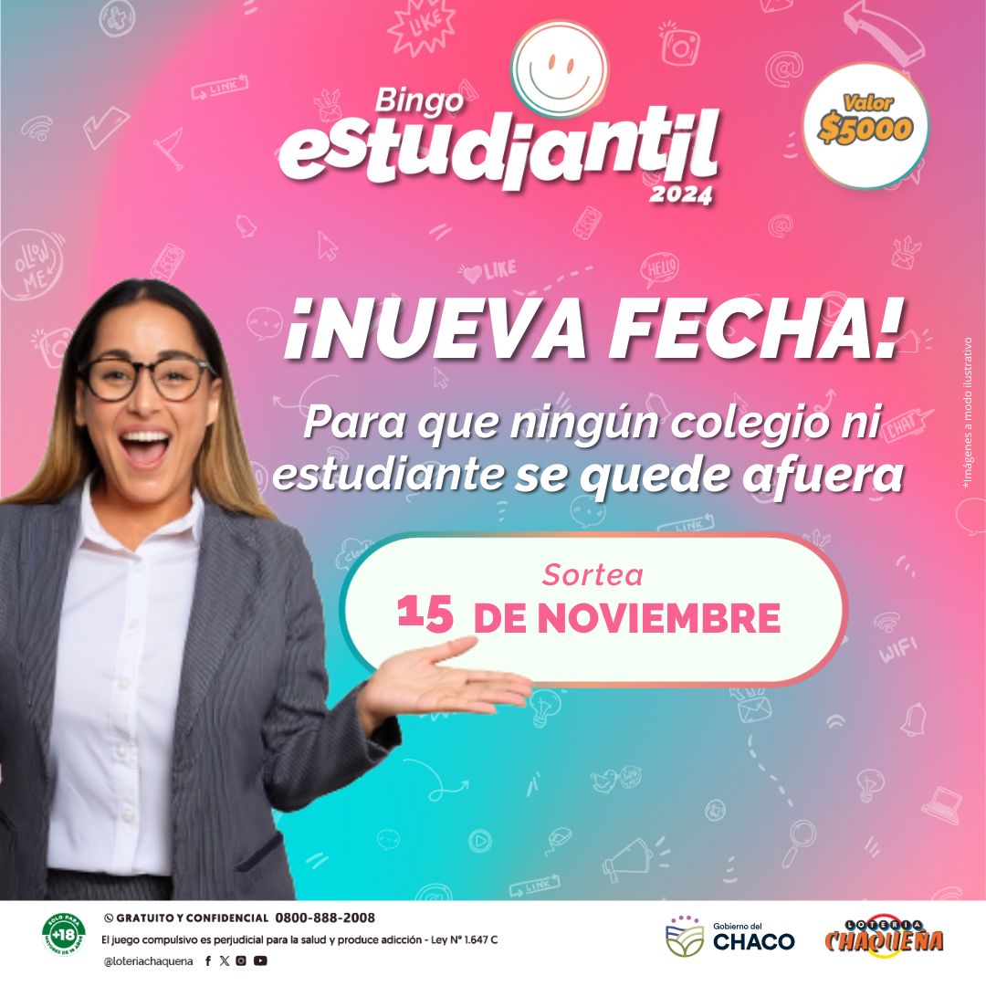 SIGUE DISPONIBLE EL BINGO ESTUDIANTIL DE LOTERÍA CHAQUEÑA, UNA GRAN HERRAMIENTA PARA TODAS LAS COMUNIDADES EDUCATIVAS