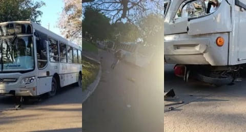 BRUTAL CHOQUE ENTRE MOTOCICLETA Y COLECTIVO EN RESISTENCIA.