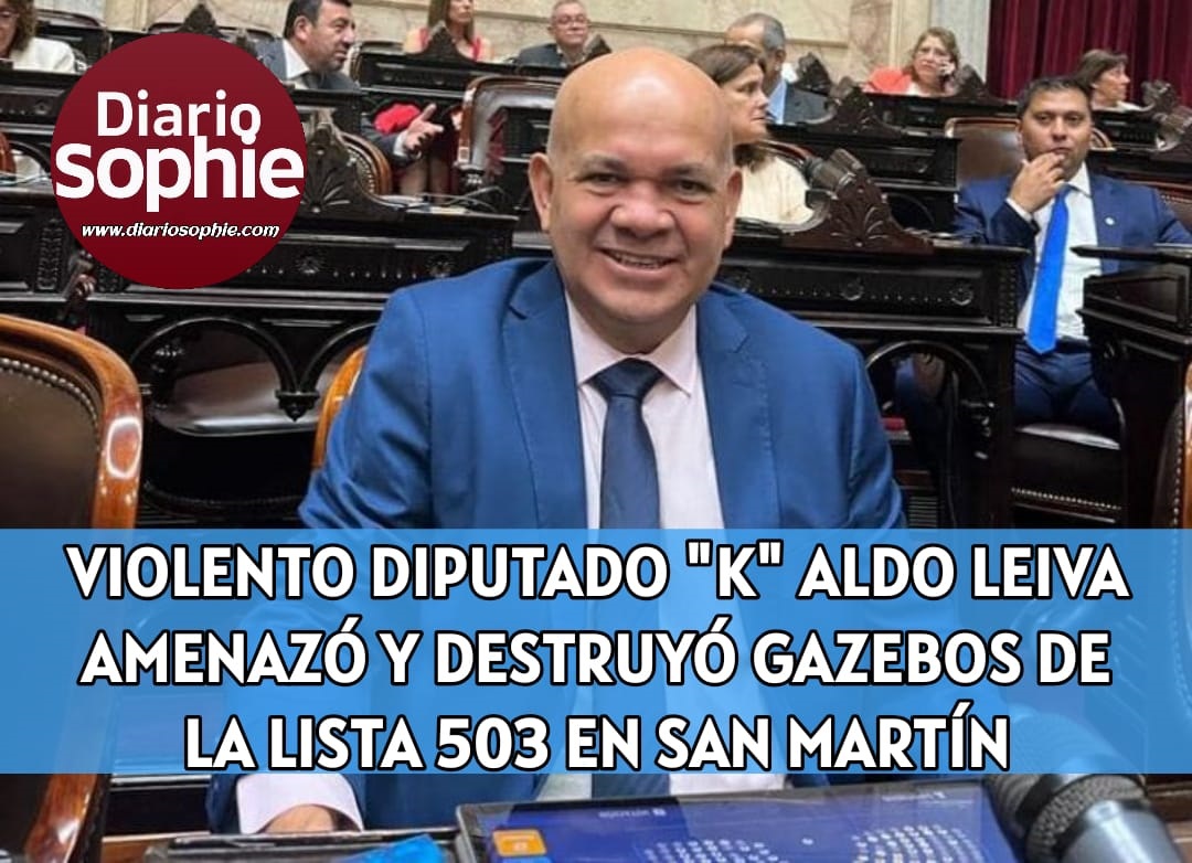 VIOLENTO DIPUTADO KIRCHNERISTA ALDO LEIVA AMENAZÓ Y DESTRUYÓ GAZEBOS DE LA LISTA 503 EN GENERAL SAN MARTÍN.