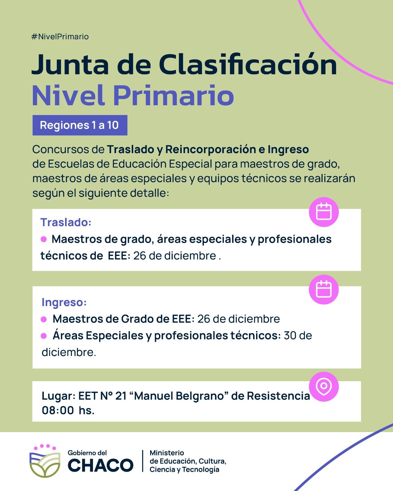 EDUCACIÓN ESPECIAL: FECHAS CONFIRMADAS PARA CONCURSOS  DE TRASLADO Y REINCORPORACIÓN E INGRESO A LA DOCENCIA