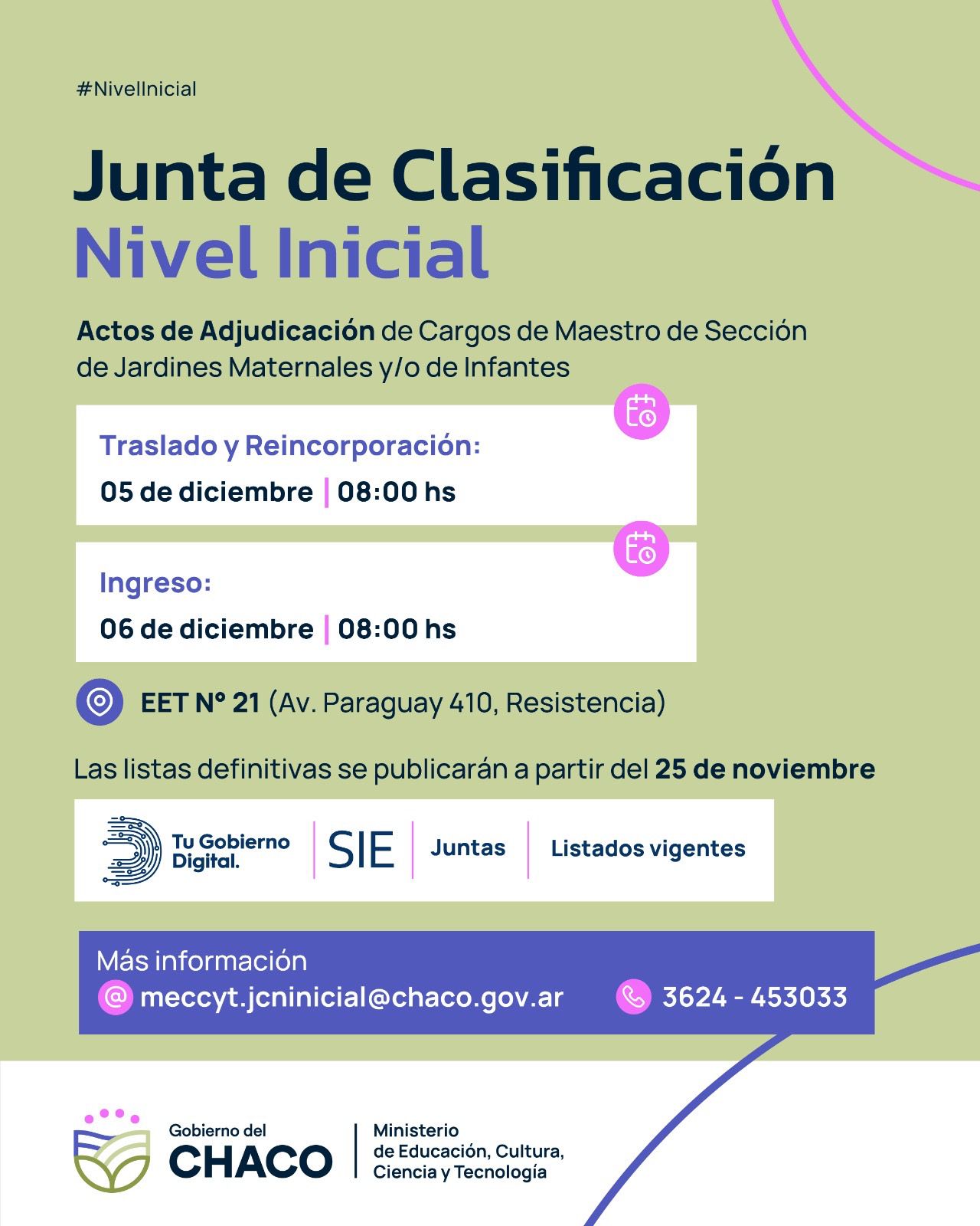 NIVEL INICIAL: ACTOS DE ADJUDICACIÓN DE CARGOS YA TIENEN FECHA