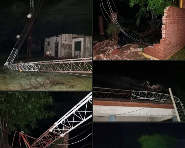 FUERTE TEMPORAL EN HERMOSO CAMPO PROVOCÓ DAÑOS MATERIALES Y CAÍDA DE ANTENAS